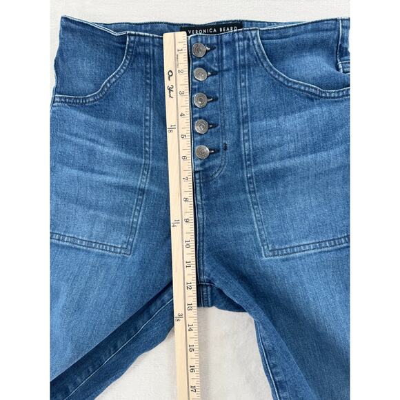 Veronica Beard Crosbie High Rise Crop Jean Wide Leg Denim 28 Button Fly - Picture 10 of 12